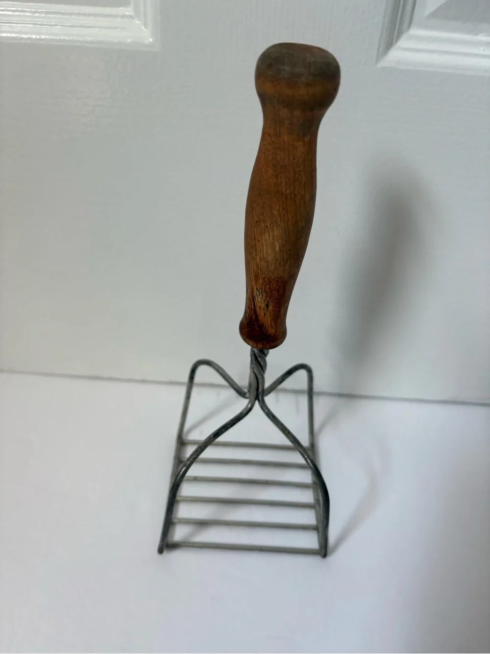 Vintage Potato Masher Wood Handle Square Head